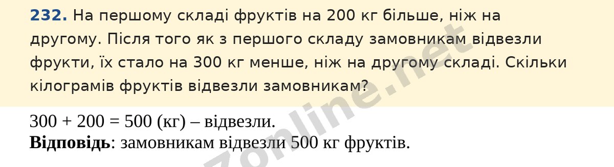 Завдання 232 — Математика 5 клас Істер 2022, відповідь і розв’язання