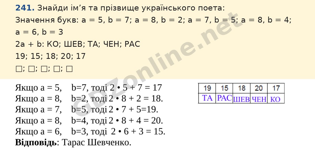 Завдання 241 — Математика 5 клас Істер 2022, відповідь і розв’язання