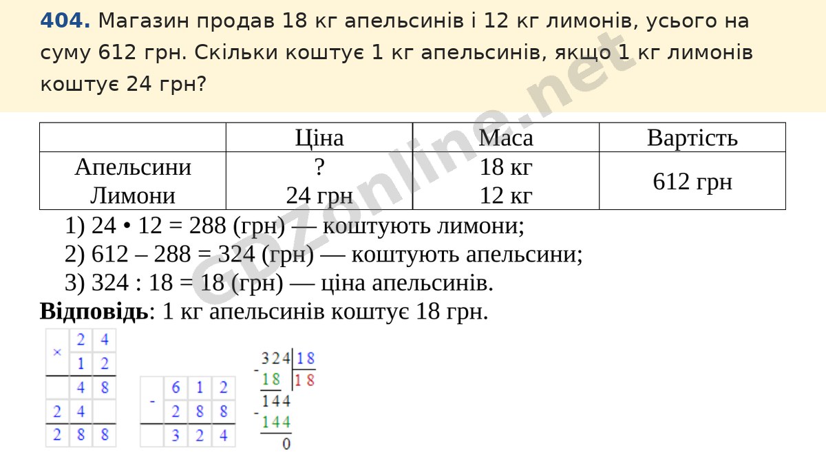 Завдання 404 — Математика 5 клас Істер 2022, відповідь і розв’язання