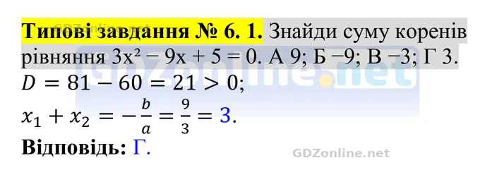 Типові завдання до тематичного оцінювання № 6, завдання 1 — Алгебра 8 клас Бевз 2025, відповідь і розв’язання