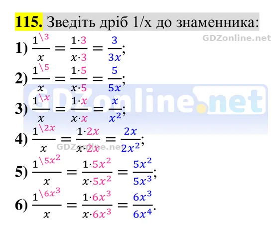 Завдання 115 — Алгебра 8 клас Тарасенкова 2025, відповідь і розв’язання