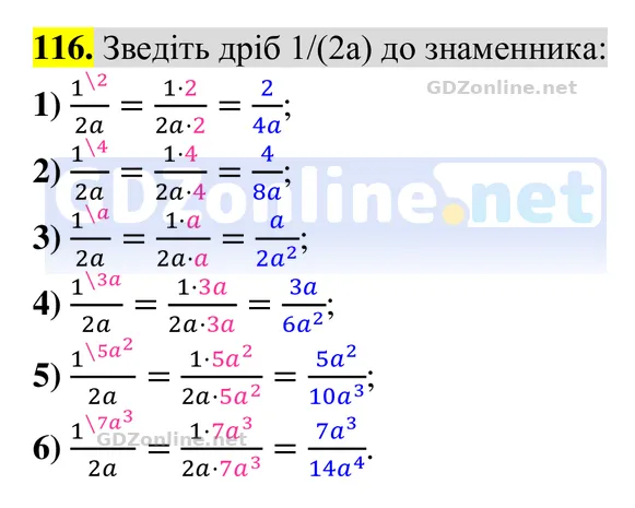 Завдання 116 — Алгебра 8 клас Тарасенкова 2025, відповідь і розв’язання
