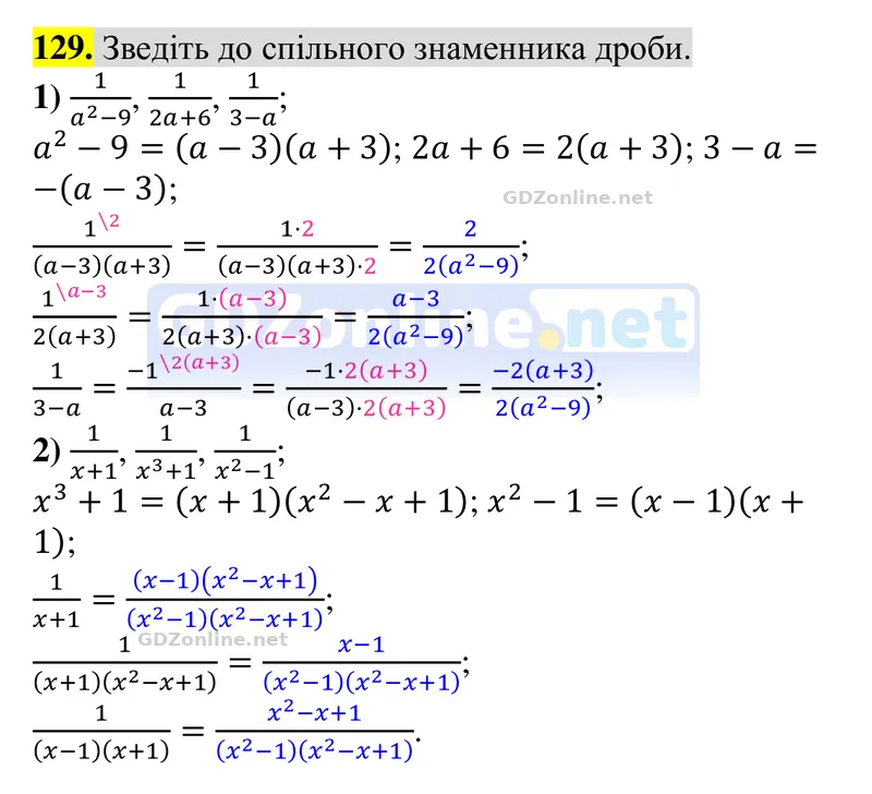 Завдання 129 — Алгебра 8 клас Тарасенкова 2025, відповідь і розв’язання