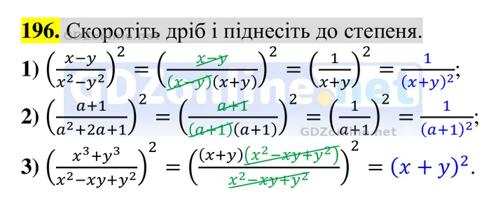 Завдання 196 — Алгебра 8 клас Тарасенкова 2025, відповідь і розв’язання