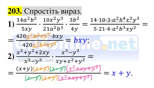 Завдання 203 — Алгебра 8 клас Тарасенкова 2025, відповідь і розв’язання