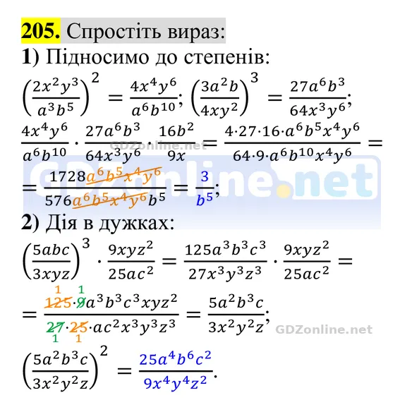 Завдання 205 — Алгебра 8 клас Тарасенкова 2025, відповідь і розв’язання