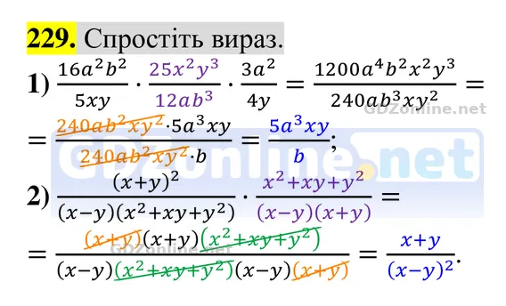 Завдання 229 — Алгебра 8 клас Тарасенкова 2025, відповідь і розв’язання