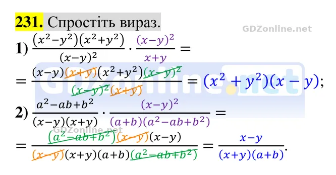 Завдання 231 — Алгебра 8 клас Тарасенкова 2025, відповідь і розв’язання