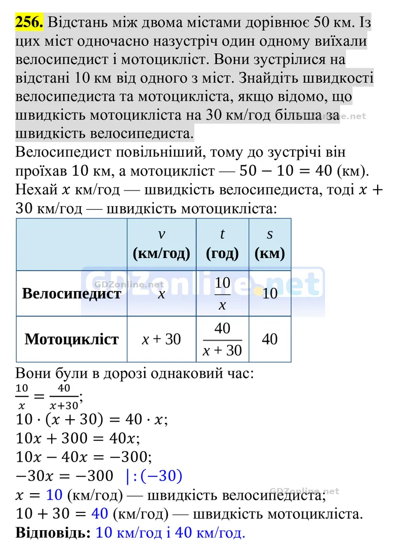 Завдання 256 — Алгебра 8 клас Тарасенкова 2025, відповідь і розв’язання