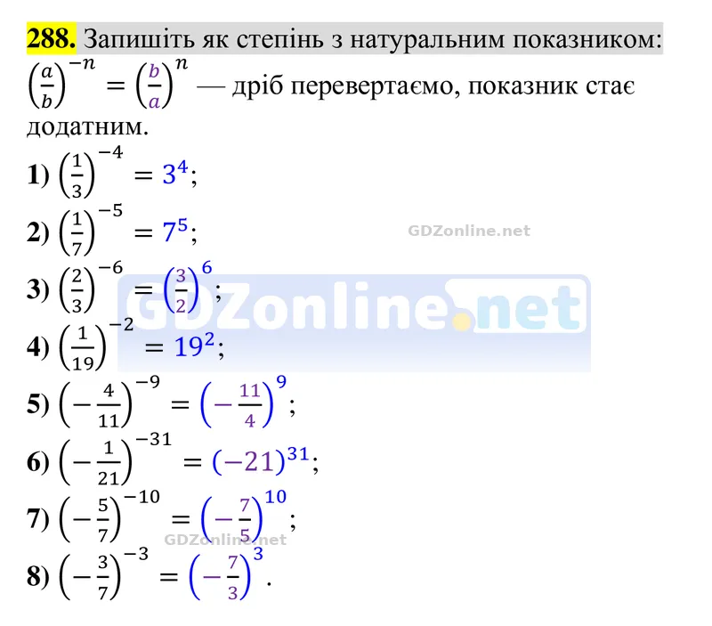 Завдання 288 — Алгебра 8 клас Тарасенкова 2025, відповідь і розв’язання