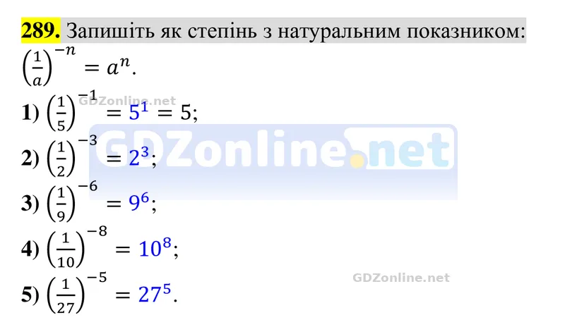 Завдання 289 — Алгебра 8 клас Тарасенкова 2025, відповідь і розв’язання