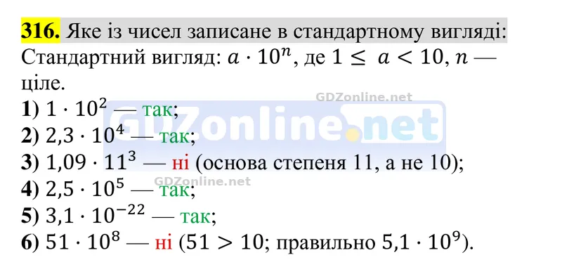 Завдання 316 — Алгебра 8 клас Тарасенкова 2025, відповідь і розв’язання