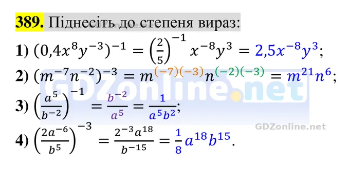 Завдання 389 — Алгебра 8 клас Тарасенкова 2025, відповідь і розв’язання