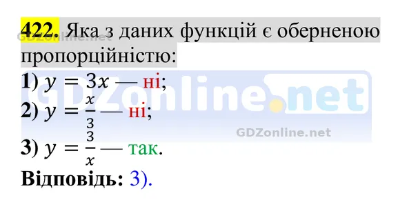 Завдання 422 — Алгебра 8 клас Тарасенкова 2025, відповідь і розв’язання