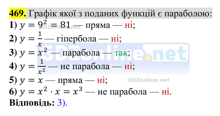 Завдання 469 — Алгебра 8 клас Тарасенкова 2025, відповідь і розв’язання
