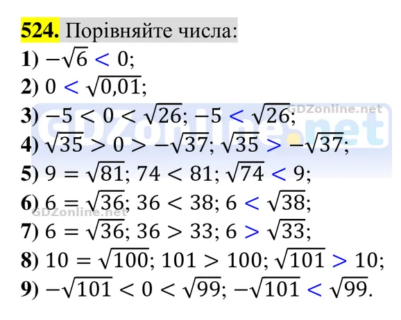 Завдання 524 — Алгебра 8 клас Тарасенкова 2025, відповідь і розв’язання