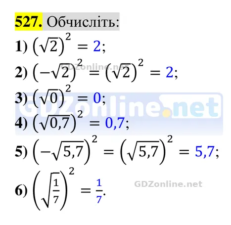 Завдання 527 — Алгебра 8 клас Тарасенкова 2025, відповідь і розв’язання