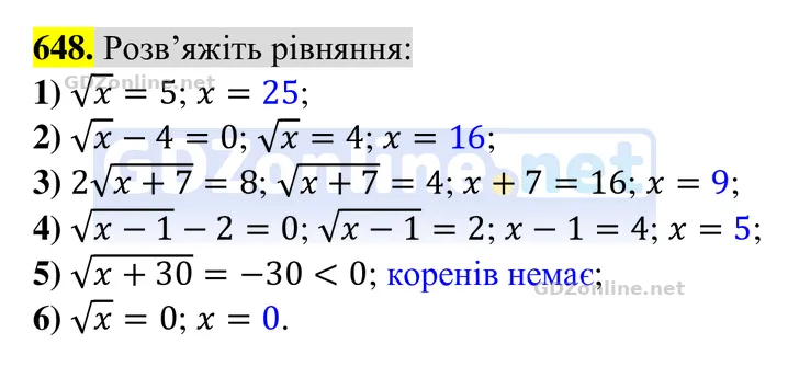 Завдання 648 — Алгебра 8 клас Тарасенкова 2025, відповідь і розв’язання