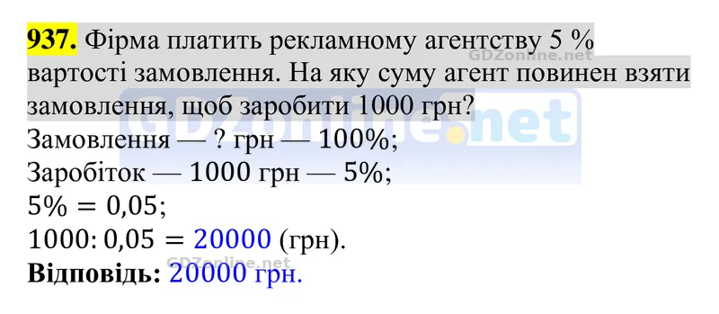 Завдання 937 — Алгебра 8 клас Тарасенкова 2025, відповідь і розв’язання