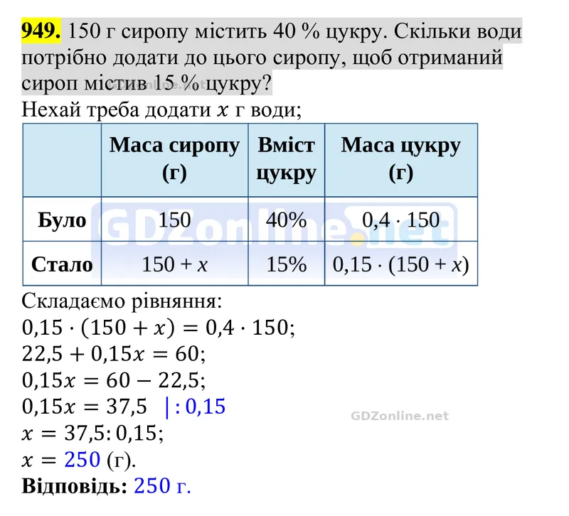Завдання 949 — Алгебра 8 клас Тарасенкова 2025, відповідь і розв’язання