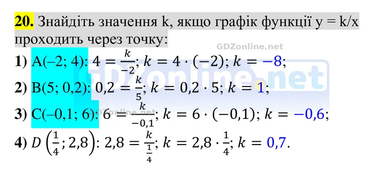 Задачі і вправи для повторення, № 20 — Алгебра 8 клас Тарасенкова 2025, відповідь і розв’язання