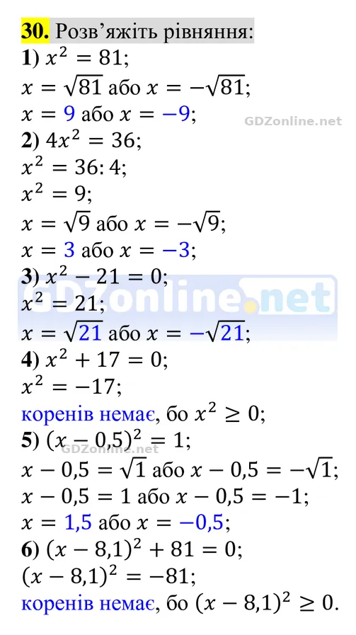 Задачі і вправи для повторення, № 30 — Алгебра 8 клас Тарасенкова 2025, відповідь і розв’язання