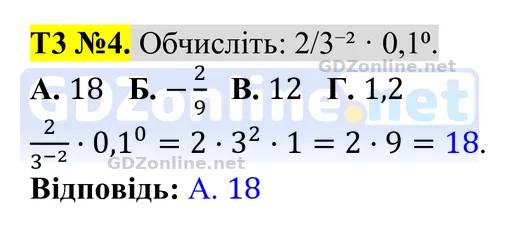 Розділ 2. Тестові завдання № 3, завдання 4 — Алгебра 8 клас Тарасенкова 2025, відповідь і розв’язання