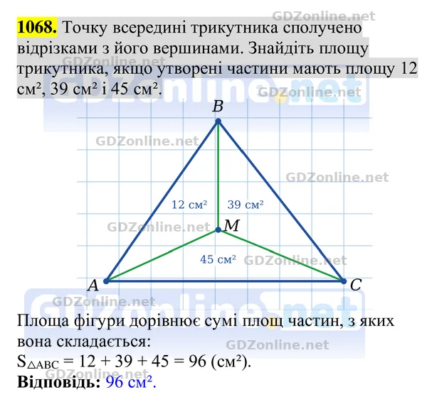 Завдання 1068 — Геометрія 8 клас Бурда, Тарасенкова 2025, відповідь і розв’язання