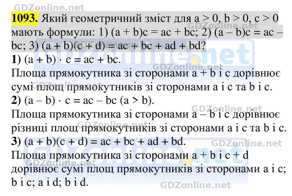 Завдання 1093 — Геометрія 8 клас Бурда, Тарасенкова 2025, відповідь і розв’язання