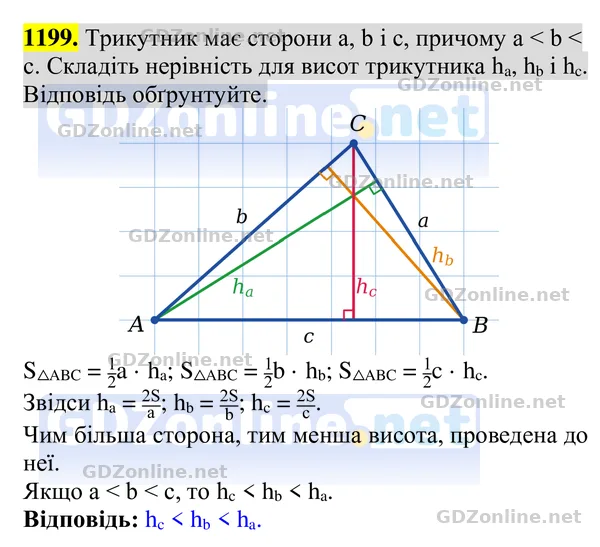 Завдання 1199 — Геометрія 8 клас Бурда, Тарасенкова 2025, відповідь і розв’язання