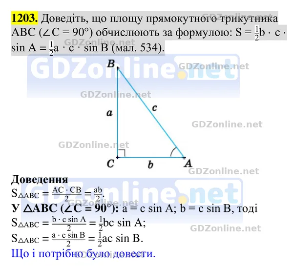 Завдання 1203 — Геометрія 8 клас Бурда, Тарасенкова 2025, відповідь і розв’язання