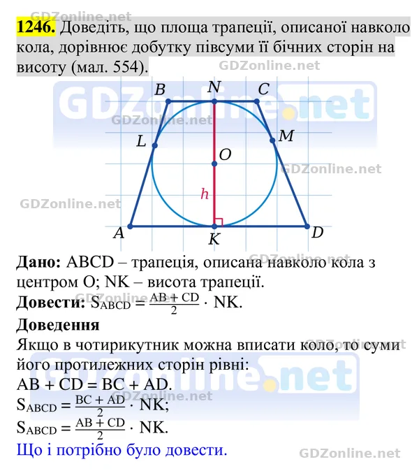 Завдання 1246 — Геометрія 8 клас Бурда, Тарасенкова 2025, відповідь і розв’язання