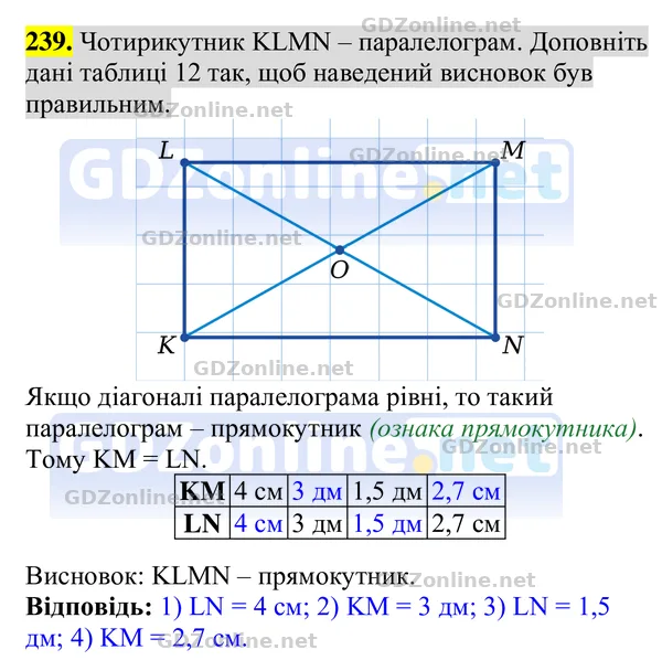 Завдання 239 — Геометрія 8 клас Бурда, Тарасенкова 2025, відповідь і розв’язання