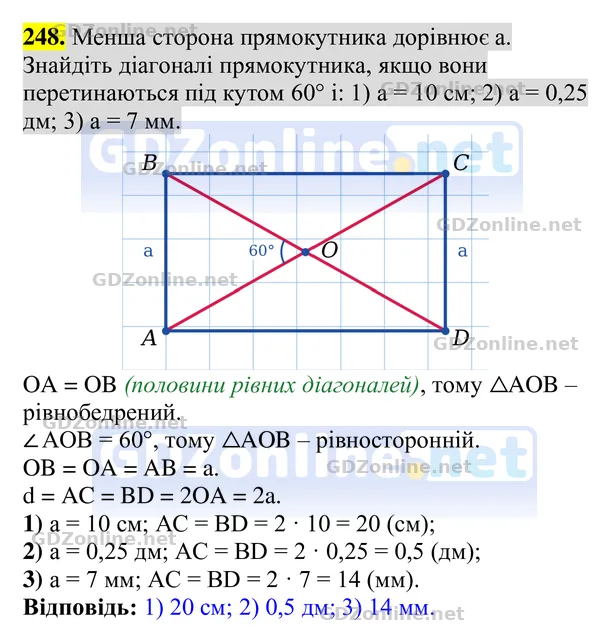 Завдання 248 — Геометрія 8 клас Бурда, Тарасенкова 2025, відповідь і розв’язання