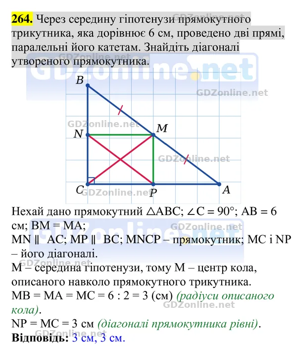 Завдання 264 — Геометрія 8 клас Бурда, Тарасенкова 2025, відповідь і розв’язання