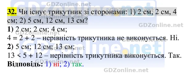 Завдання 32 — Геометрія 8 клас Бурда, Тарасенкова 2025, відповідь і розв’язання