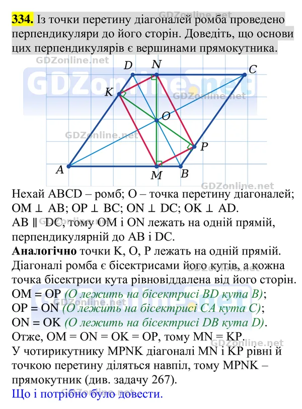 Завдання 334 — Геометрія 8 клас Бурда, Тарасенкова 2025, відповідь і розв’язання