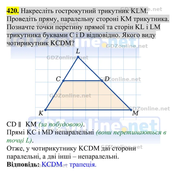 Завдання 420 — Геометрія 8 клас Бурда, Тарасенкова 2025, відповідь і розв’язання