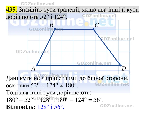 Завдання 435 — Геометрія 8 клас Бурда, Тарасенкова 2025, відповідь і розв’язання