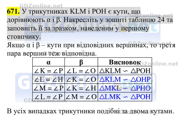 Завдання 671 — Геометрія 8 клас Бурда, Тарасенкова 2025, відповідь і розв’язання