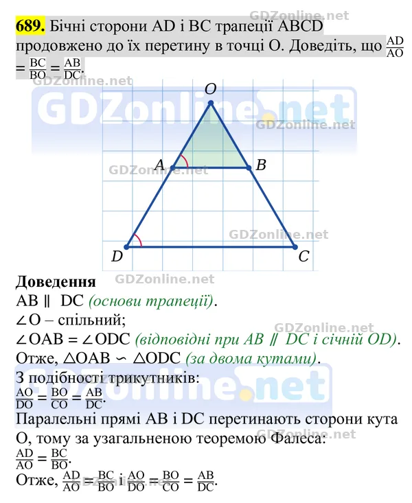 Завдання 689 — Геометрія 8 клас Бурда, Тарасенкова 2025, відповідь і розв’язання