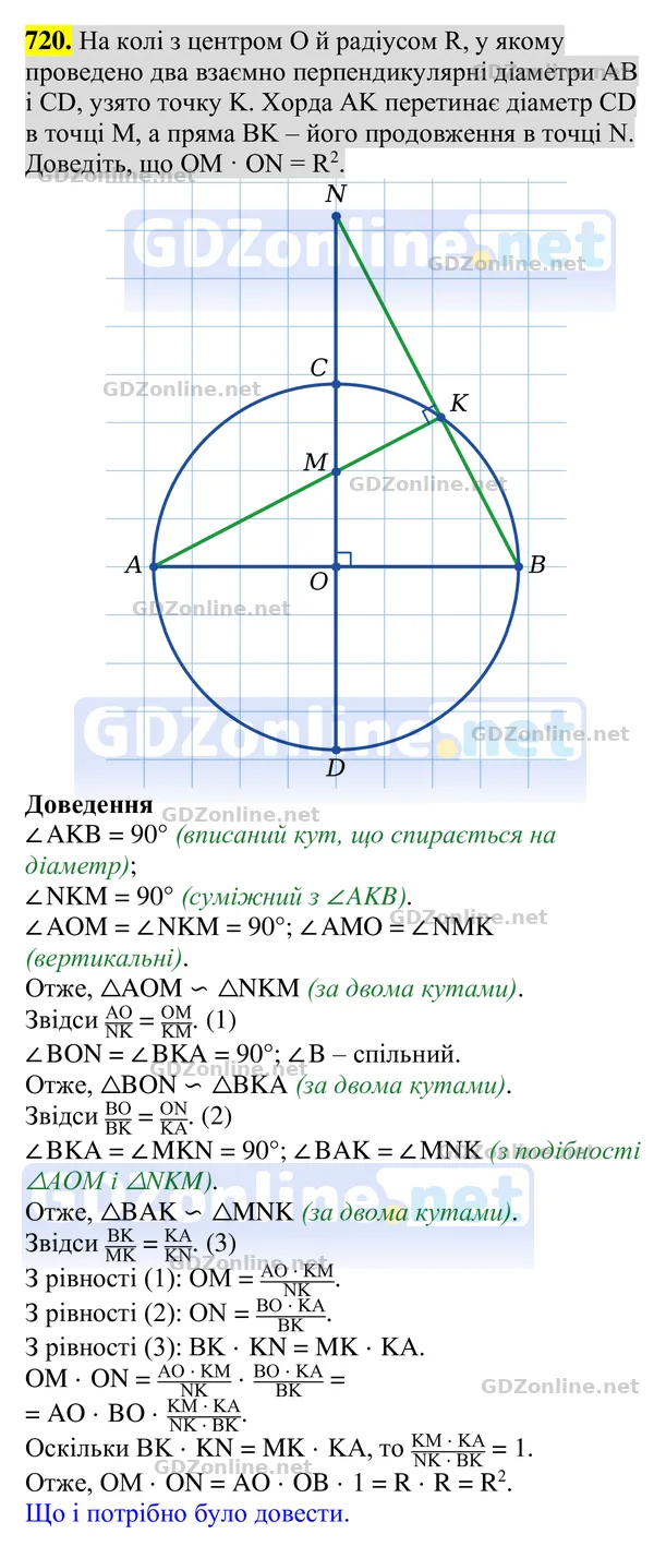 Завдання 720 — Геометрія 8 клас Бурда, Тарасенкова 2025, відповідь і розв’язання