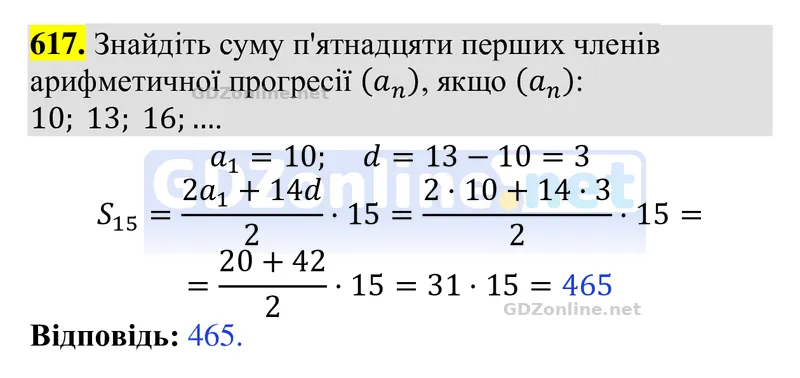 Завдання 617 — Алгебра 9 клас Тарасенкова 2026, відповідь і розв’язання