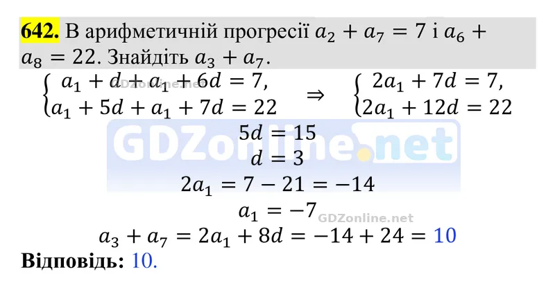 Завдання 642 — Алгебра 9 клас Тарасенкова 2026, відповідь і розв’язання