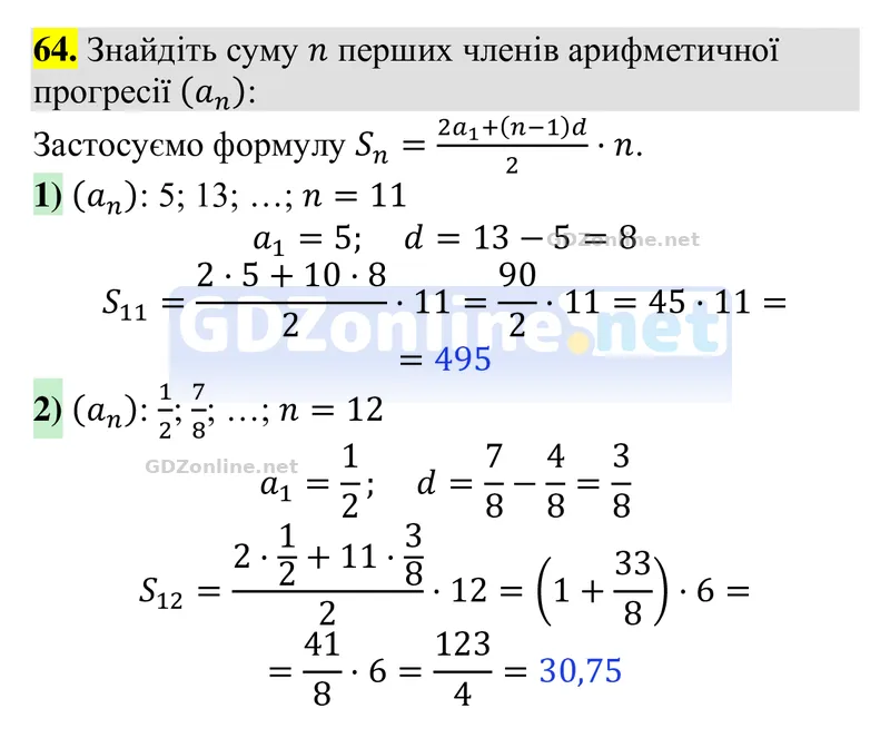 Задачі і вправи для повторення № 64 — Алгебра 9 клас Тарасенкова 2026, відповідь і розв’язання