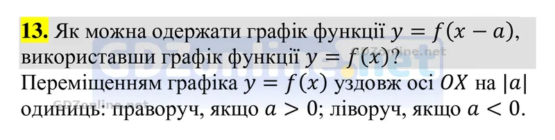 Розділ 3. Контрольні запитання, запитання 13 — Алгебра 9 клас Тарасенкова 2026, відповідь і розв’язання