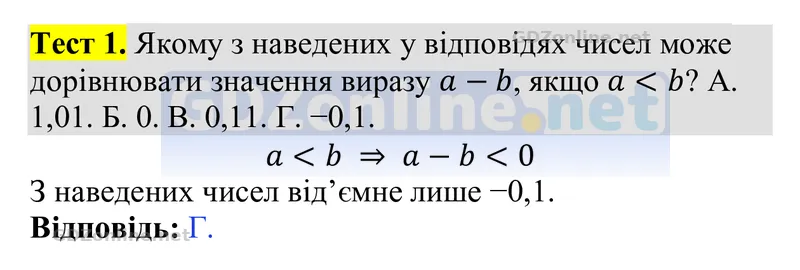 Розділ 2. Тестові завдання, завдання 1 — Алгебра 9 клас Тарасенкова 2026, відповідь і розв’язання