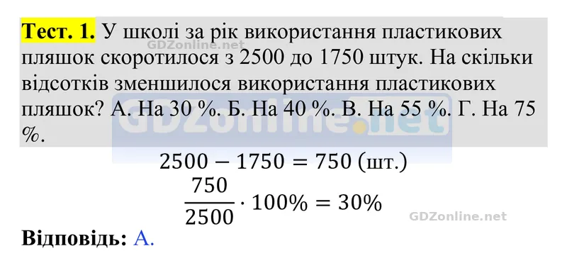 Розділ 5. Тестові завдання, завдання 1 — Алгебра 9 клас Тарасенкова 2026, відповідь і розв’язання